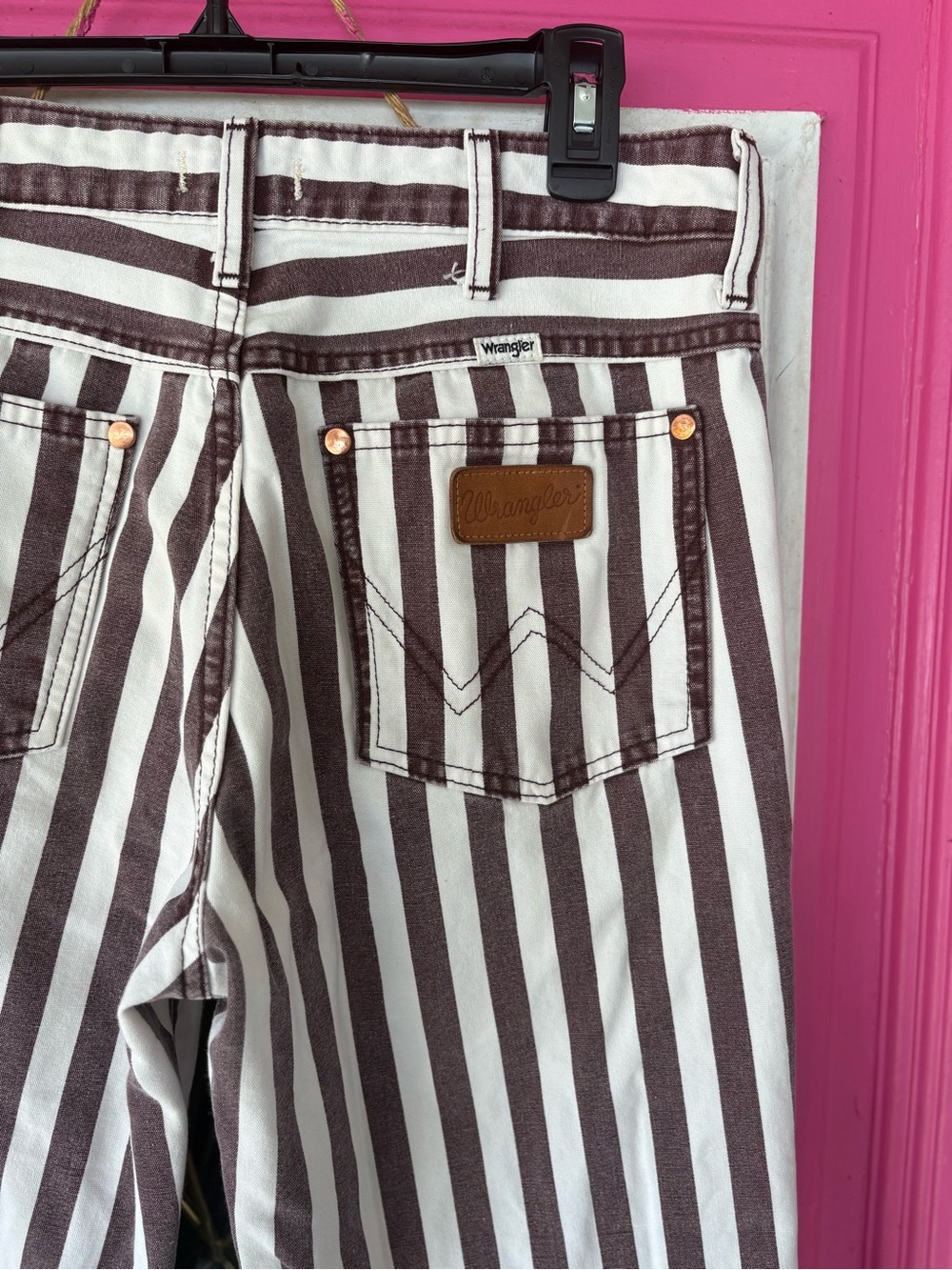 Wrangler Brown and White Vertical Stripe Flare Jeans - Picture 4 of 12